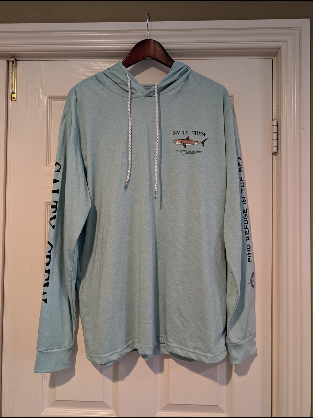 Salty Crew Bruce Hoodie Tech Tee Aqua Long Sleeve